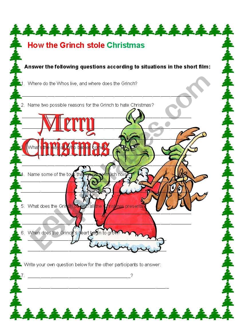 How The Grinch Stole Christmas ESL Worksheet By Maresia