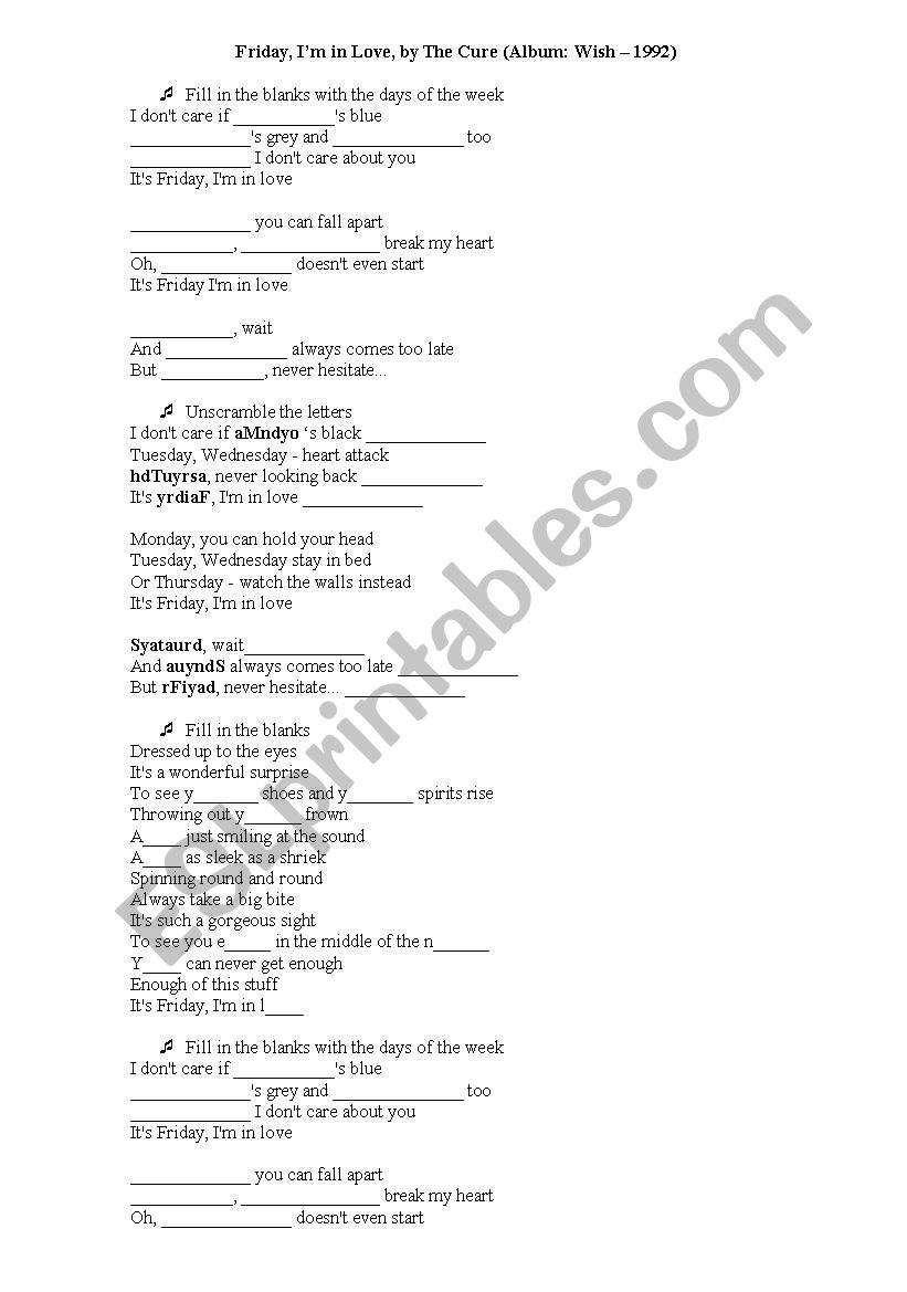 english-worksheets-friday-i-m-in-love