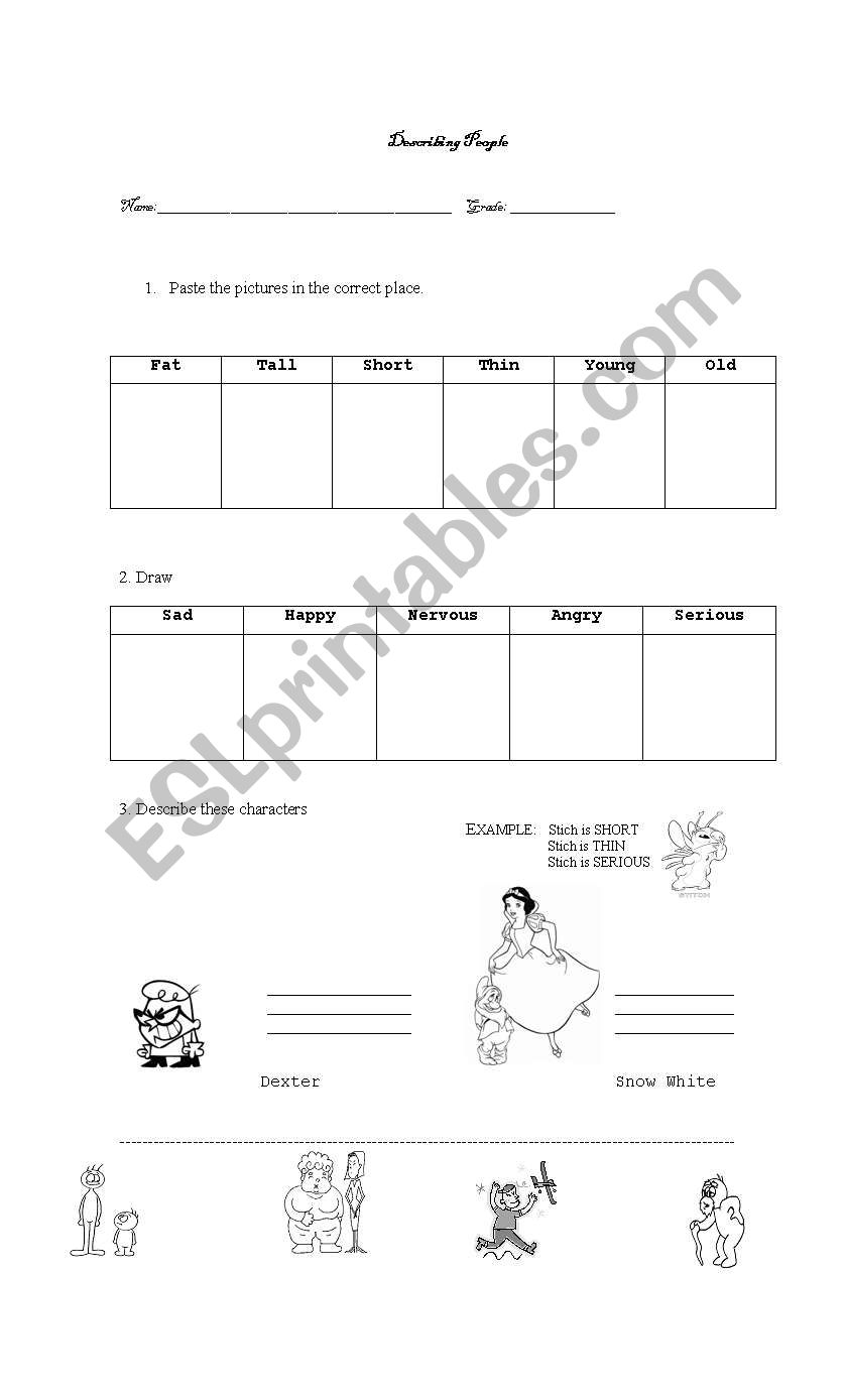 Describing people worksheet