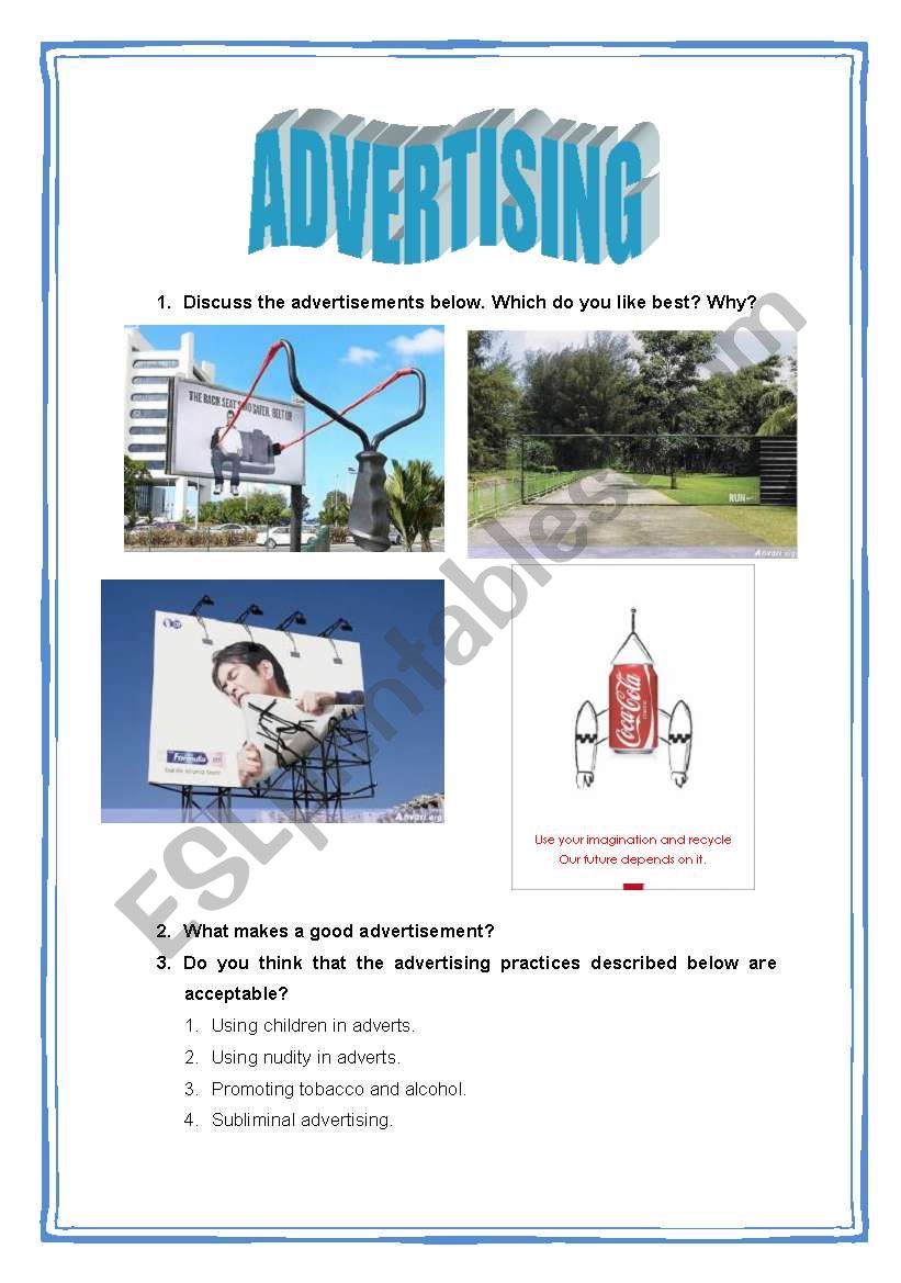 Advertising worksheet