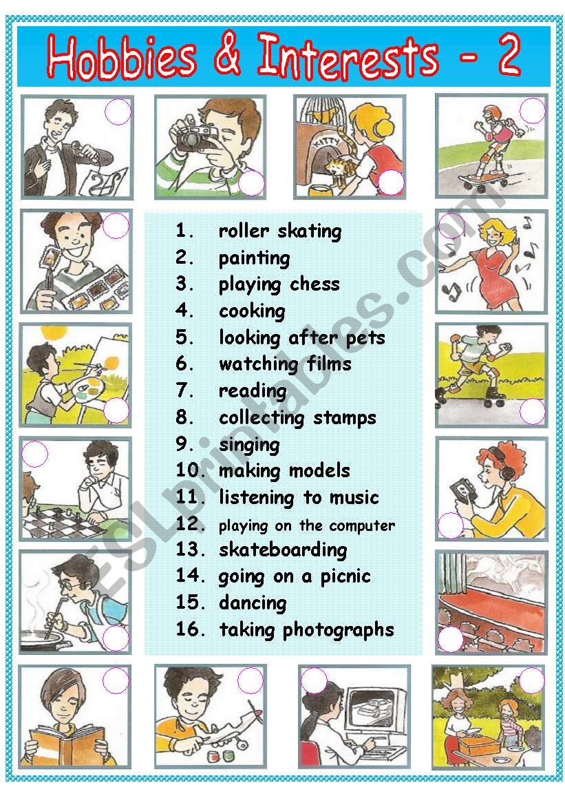 Hobbies Interests 2 2 ESL Worksheet By Manderlay