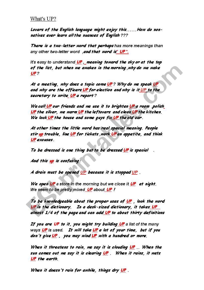 What´s UP?? - ESL worksheet by anatavner