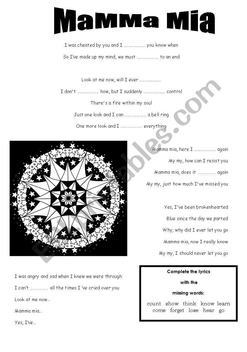 Mamma Mia Level 2 ESL Worksheet By Chrysalis