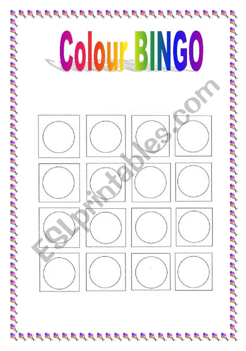 COLOUR Bingo worksheet