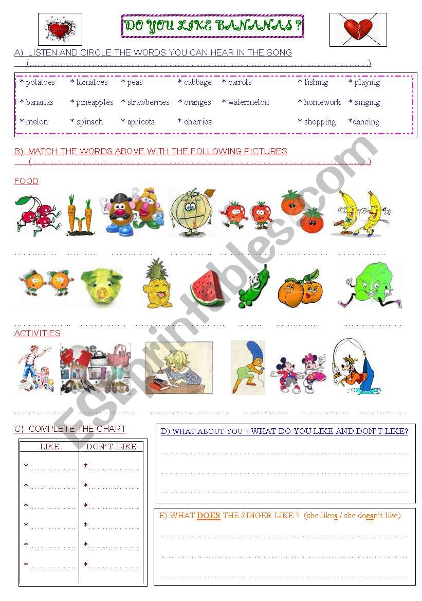 LIKE- DON´T LIKE - ESL worksheet by faccom