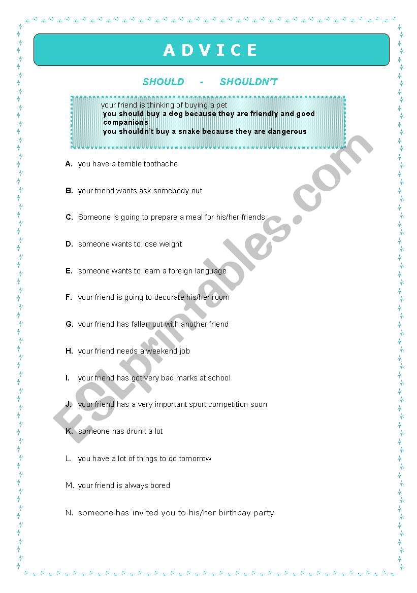 Modal Verbs Advice ESL Worksheet By Xcharo