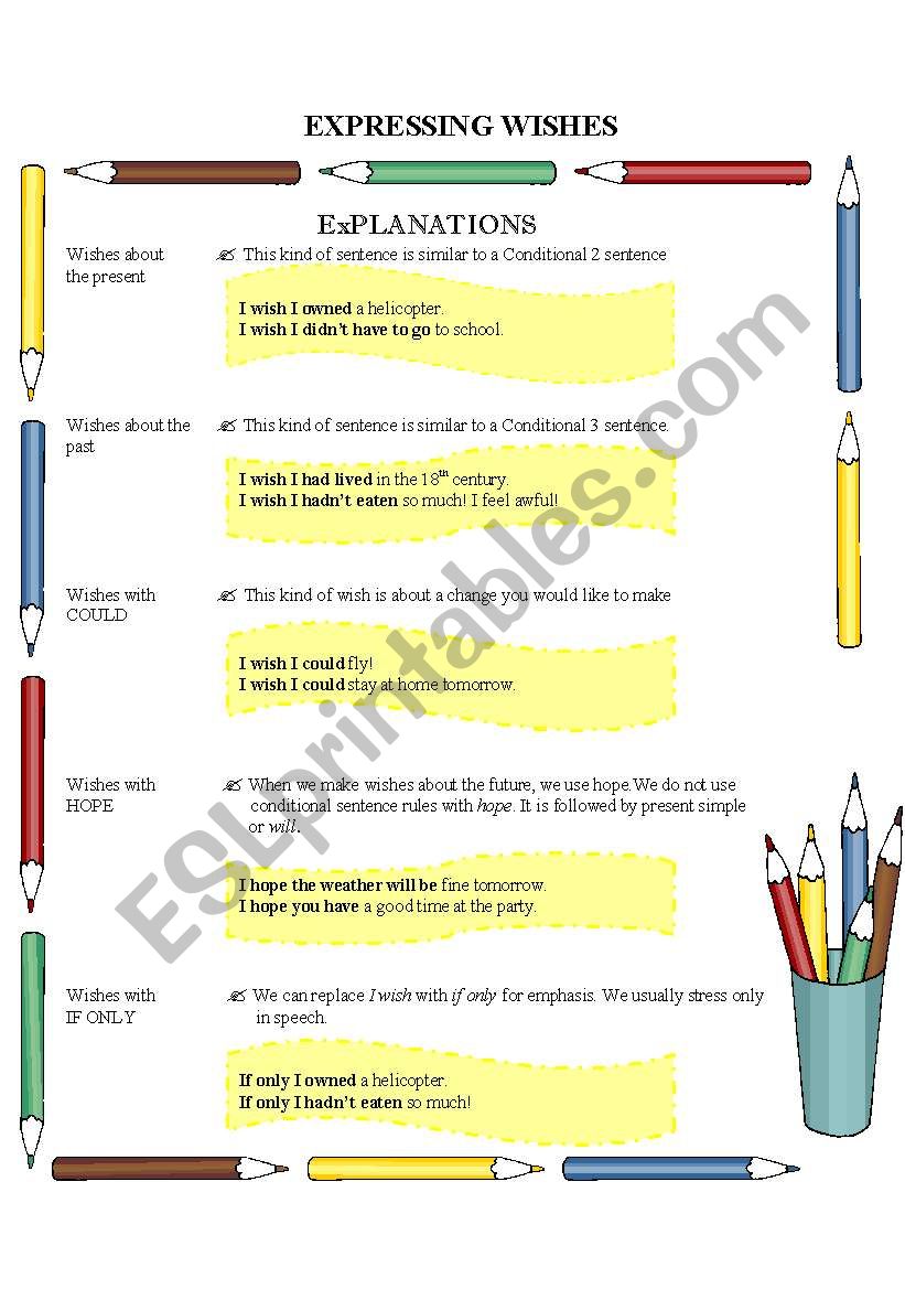 EXPRESSING WISH  worksheet