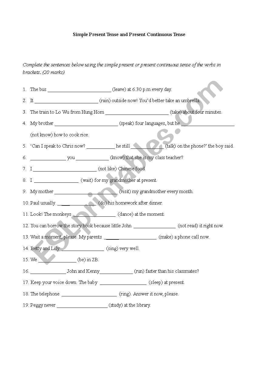 A Simple Tense Quiz worksheet