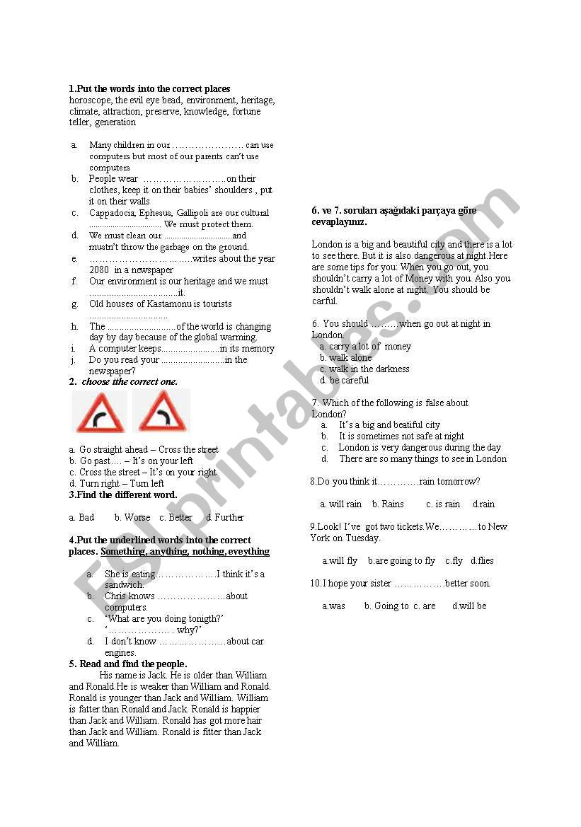 mixed type exercises worksheet