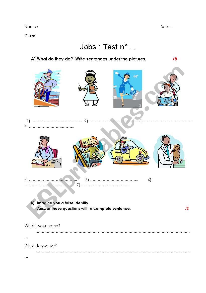 Test - Jobs vocabulary and articles