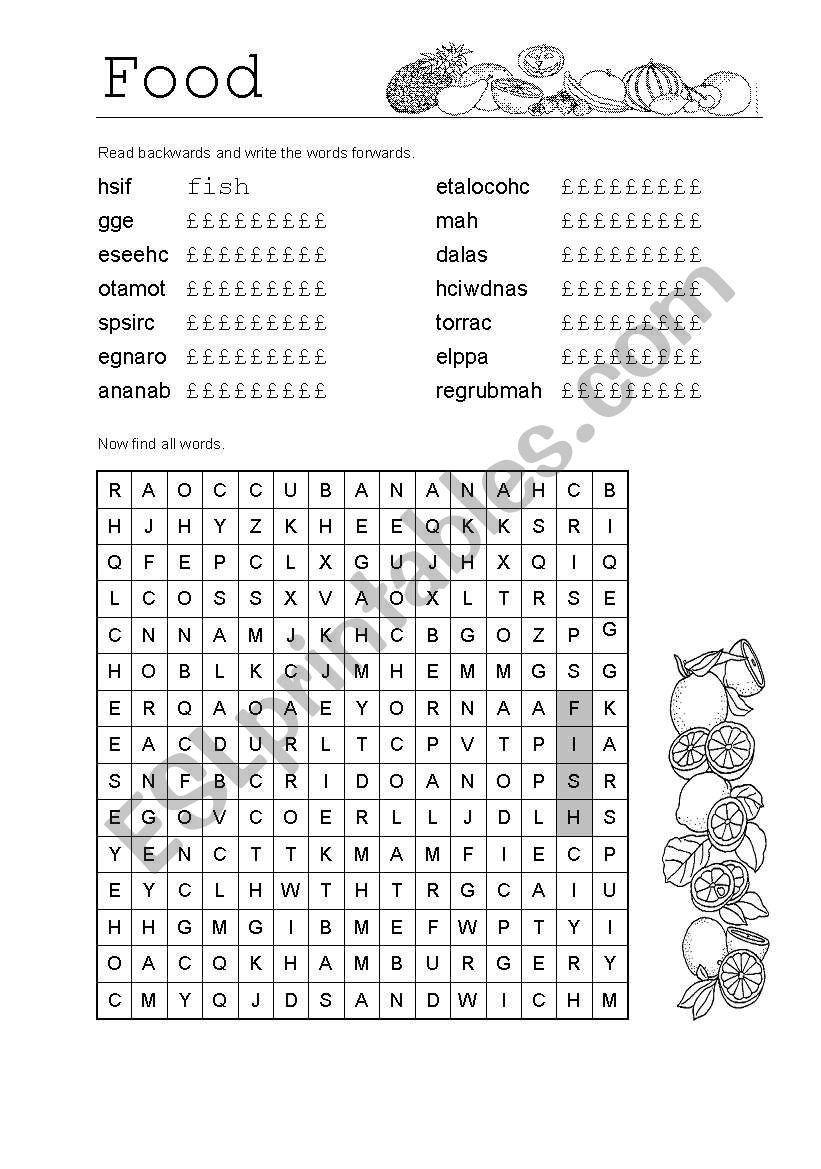 Food worksheet