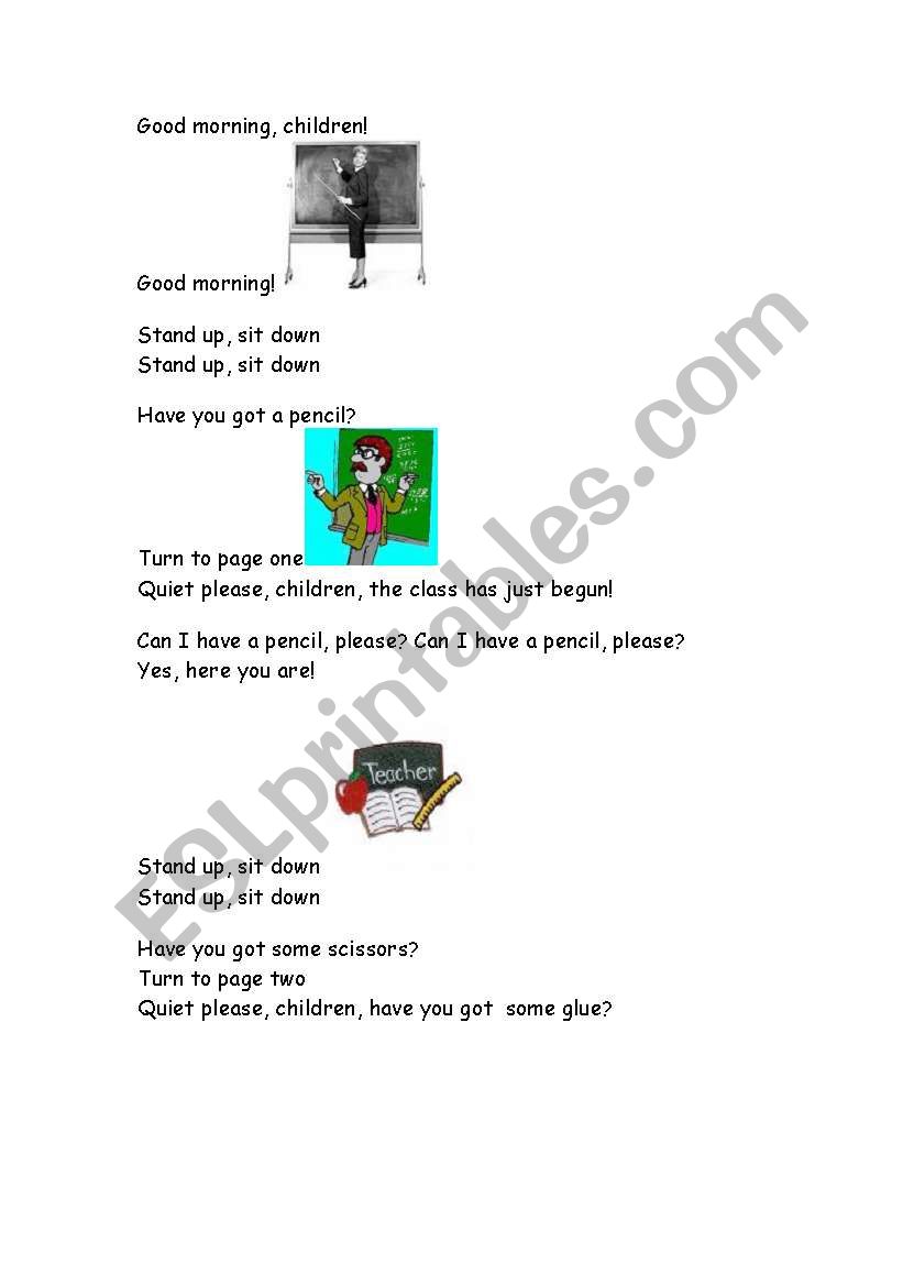 teachers song worksheet