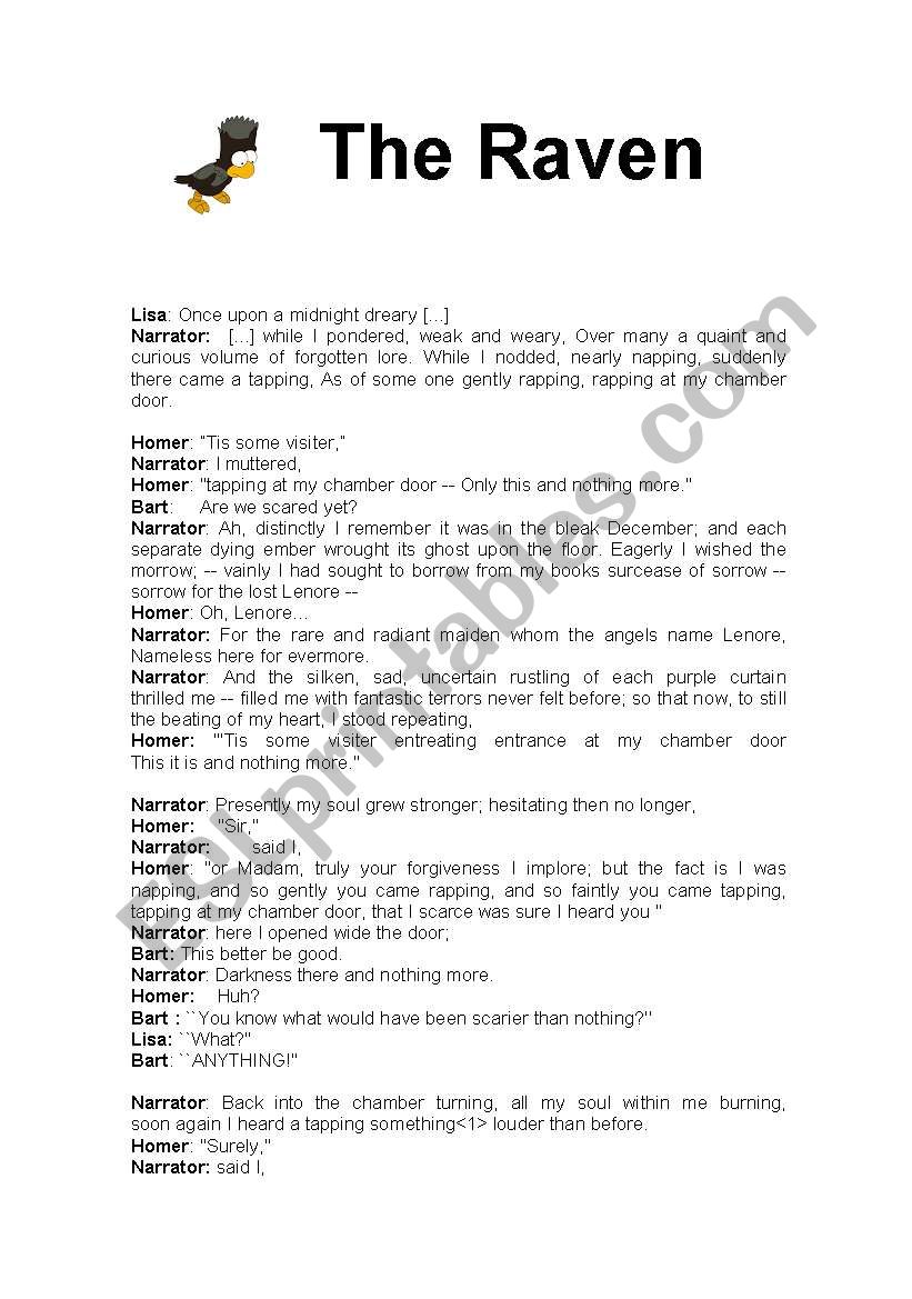 THE SIMPSON´S RAVEN - ESL worksheet by ferubu