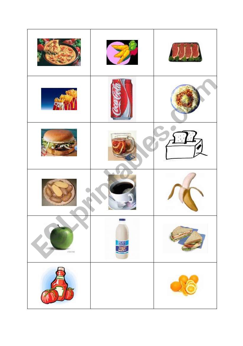 basic food pictures worksheet
