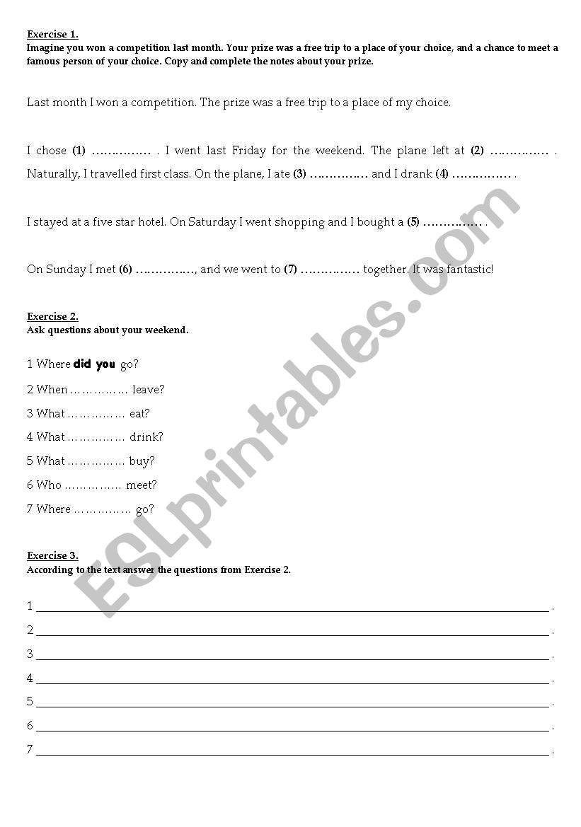 Past Simple - elementary worksheet