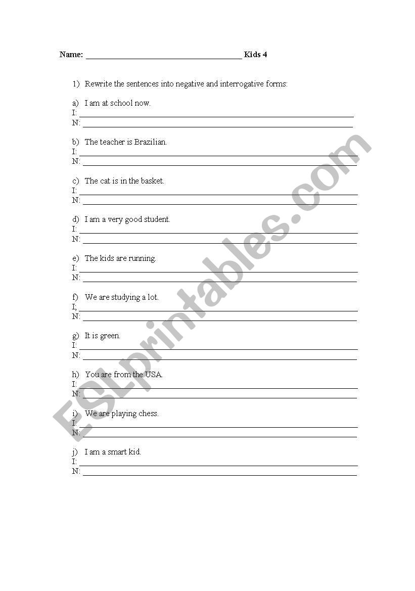 English Worksheets To Be And To Have Got