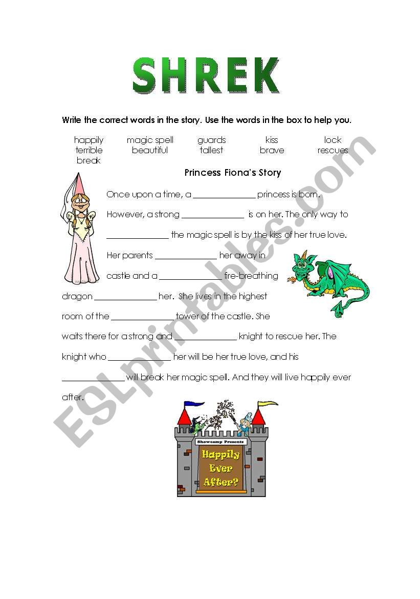 Shrek 1 Fiona S Story Esl Worksheet By Gwjs