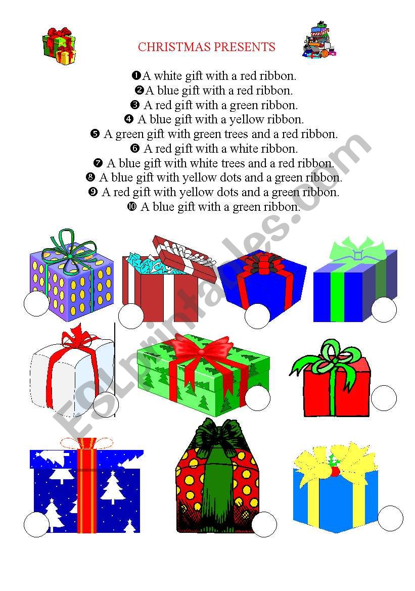 Christmas presents worksheet