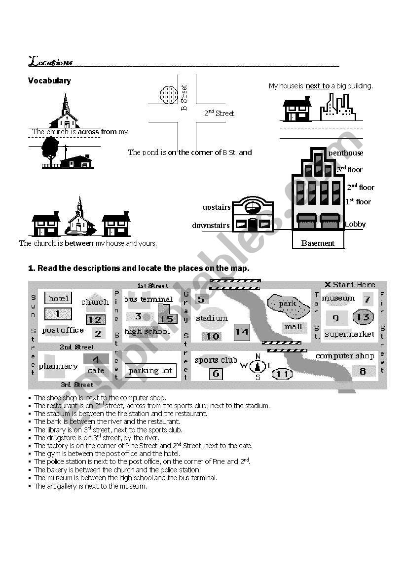 location addresses worksheet