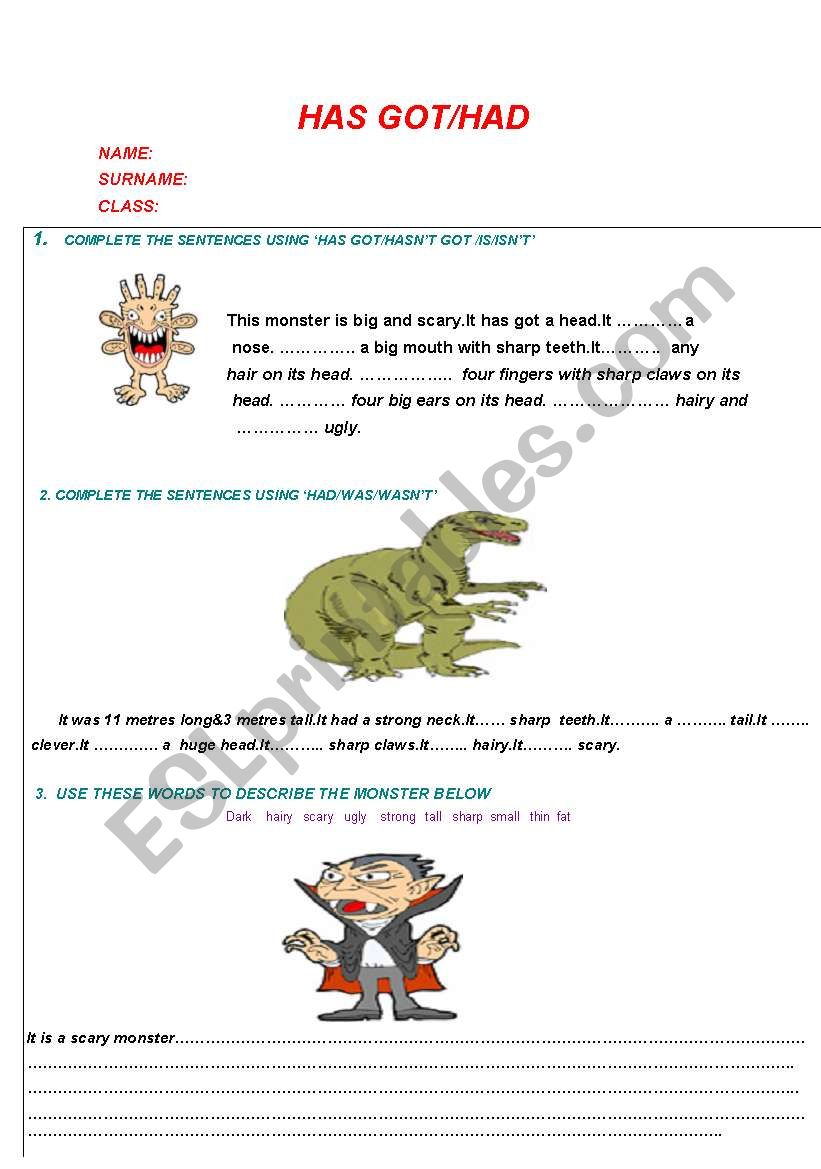 has got&had worksheet