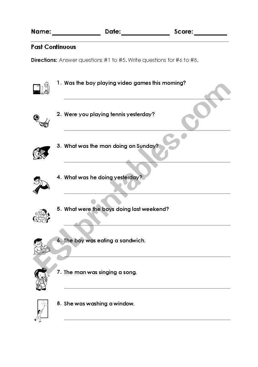 past continuous worksheet