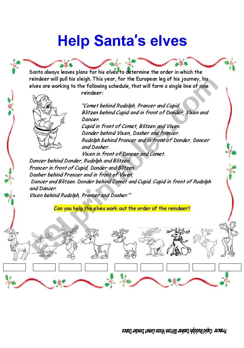 Help santa´s elves - ESL worksheet by emma51510