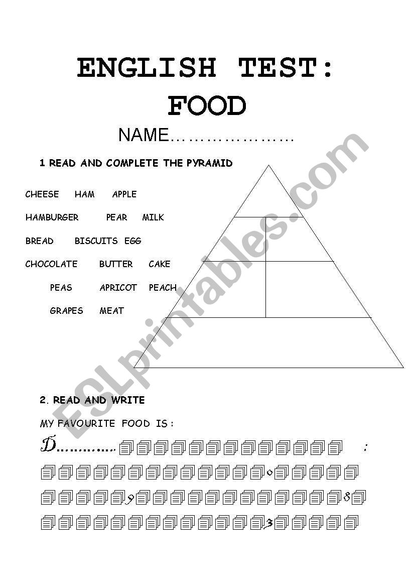 food  worksheet