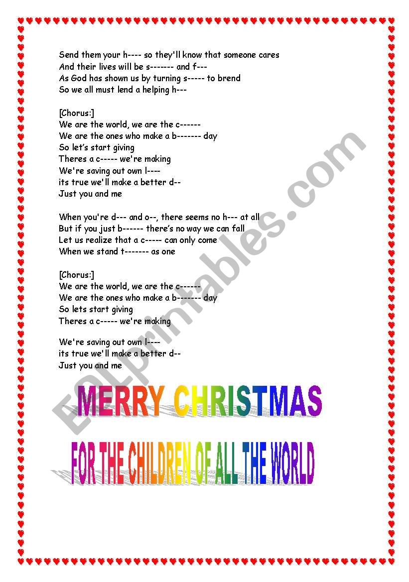 we are the world lyrics singers - ESL worksheet by Flor1801