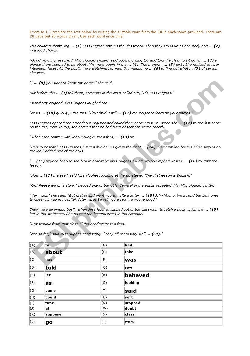 BME english test worksheet