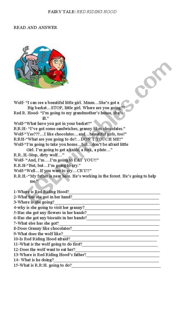 Fairy tale: Red Riding Hood worksheet