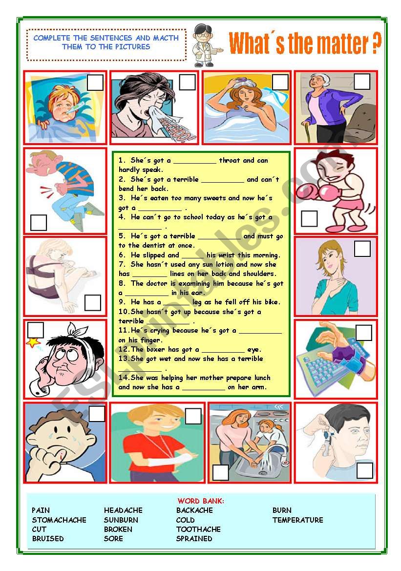 What´s the matter? - ESL worksheet by Katiana