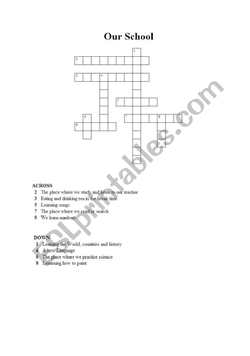 puzzle about school worksheet