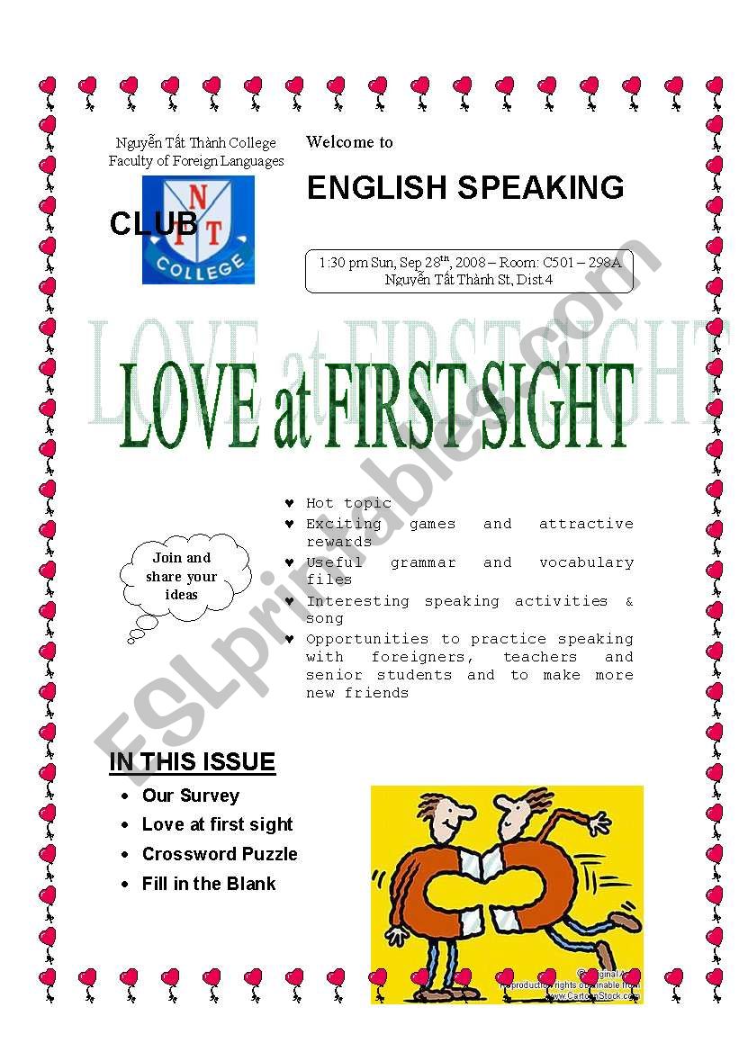 Love at first sight worksheet