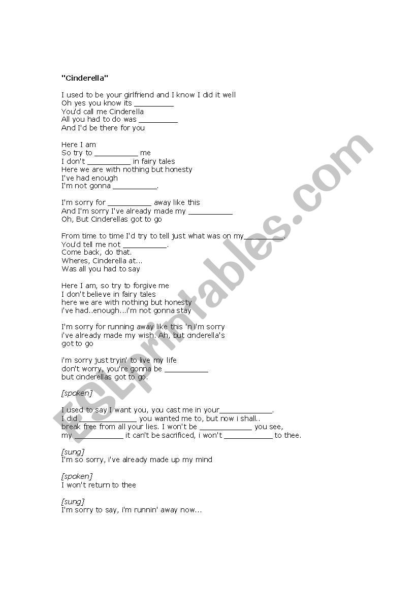 Britney Spears - Cinderella worksheet