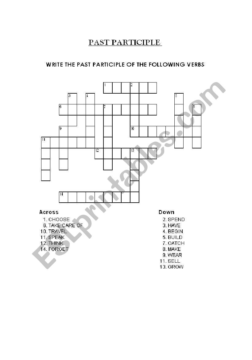 past participle worksheet