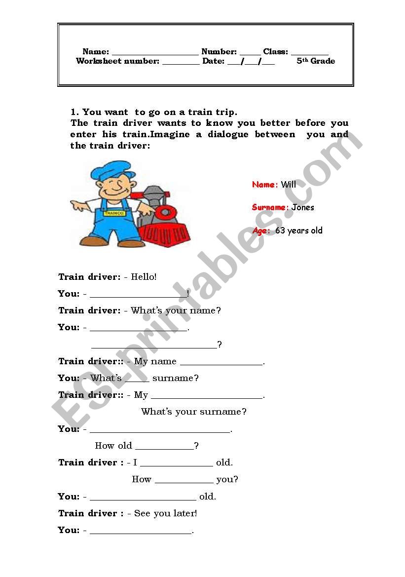 Name and age worksheet
