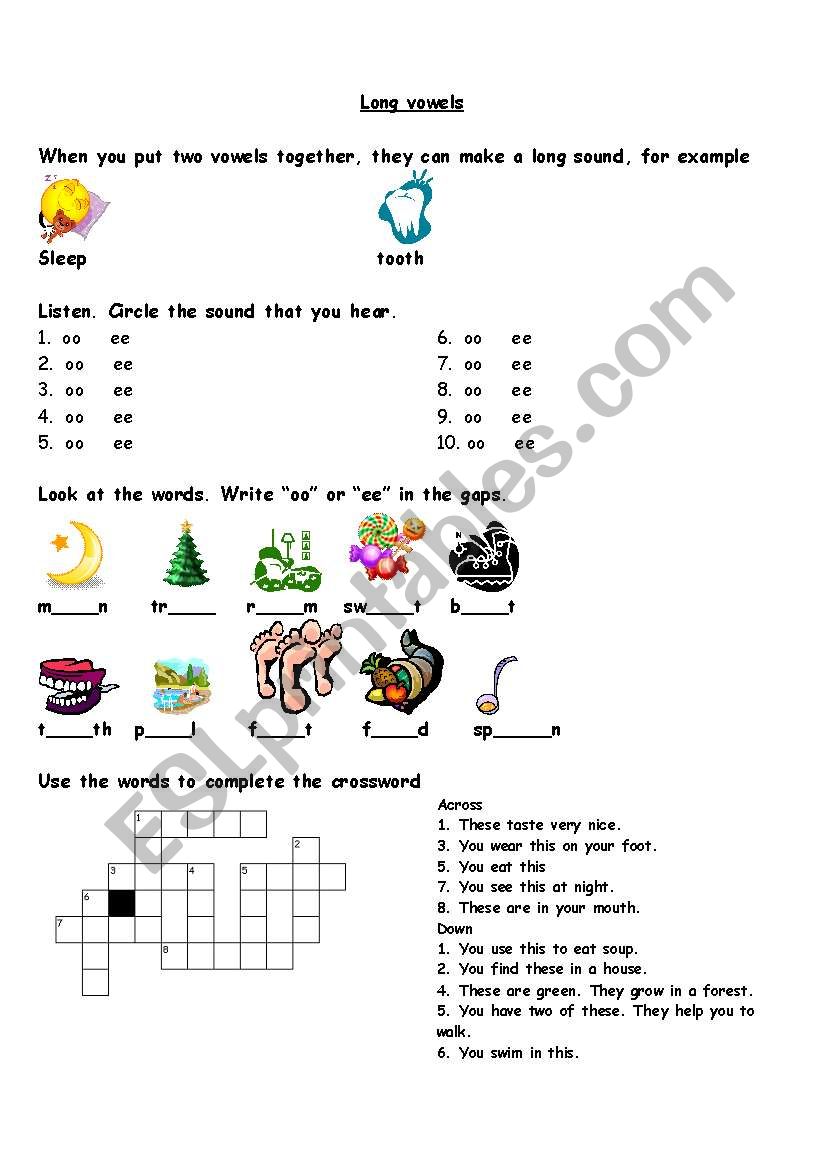 phonics-long vowels worksheet