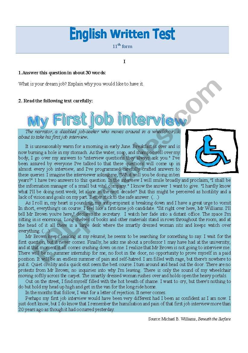 test-job-interview-esl-worksheet-by-ana-b