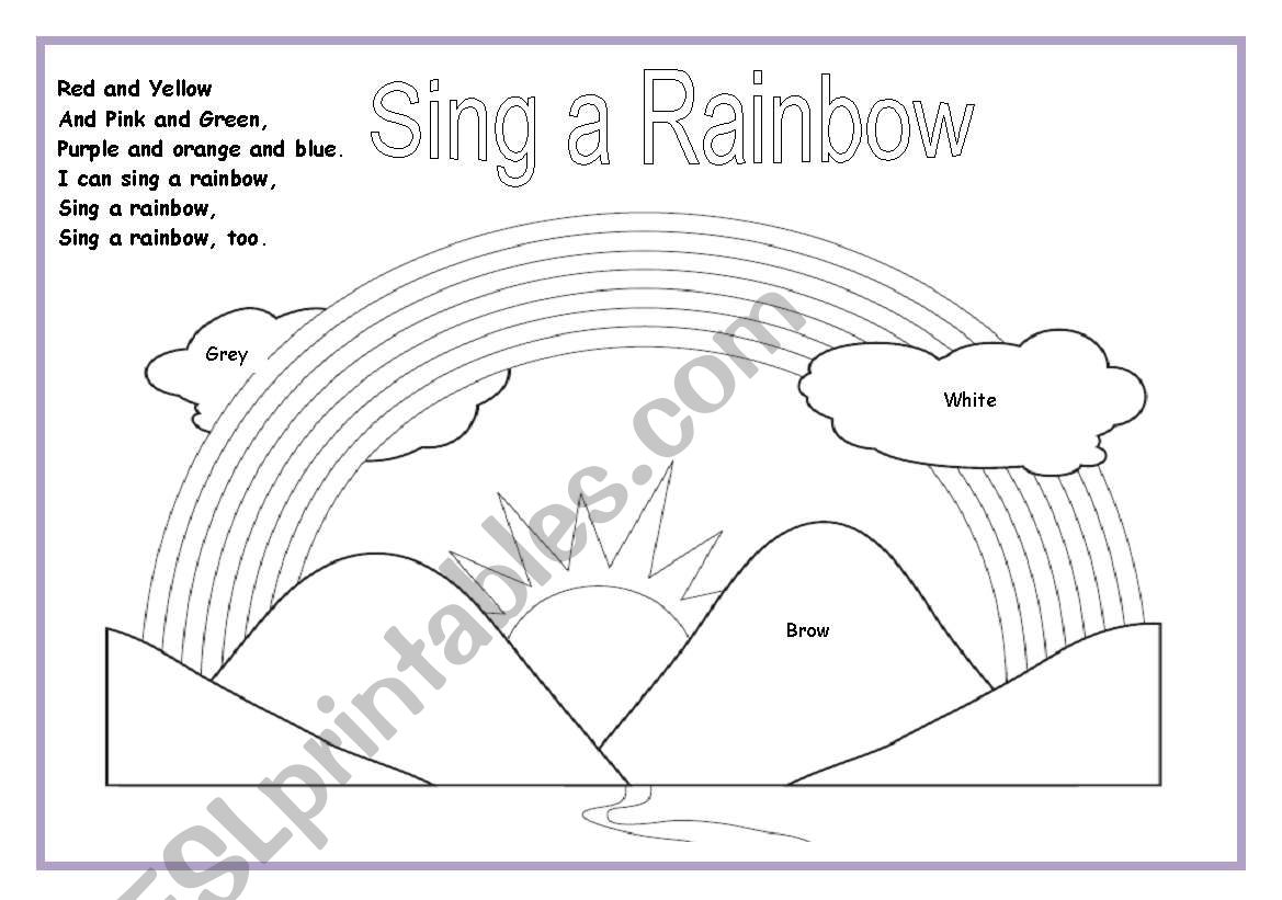 Sing a Rainbow lyrics and colouring exercise