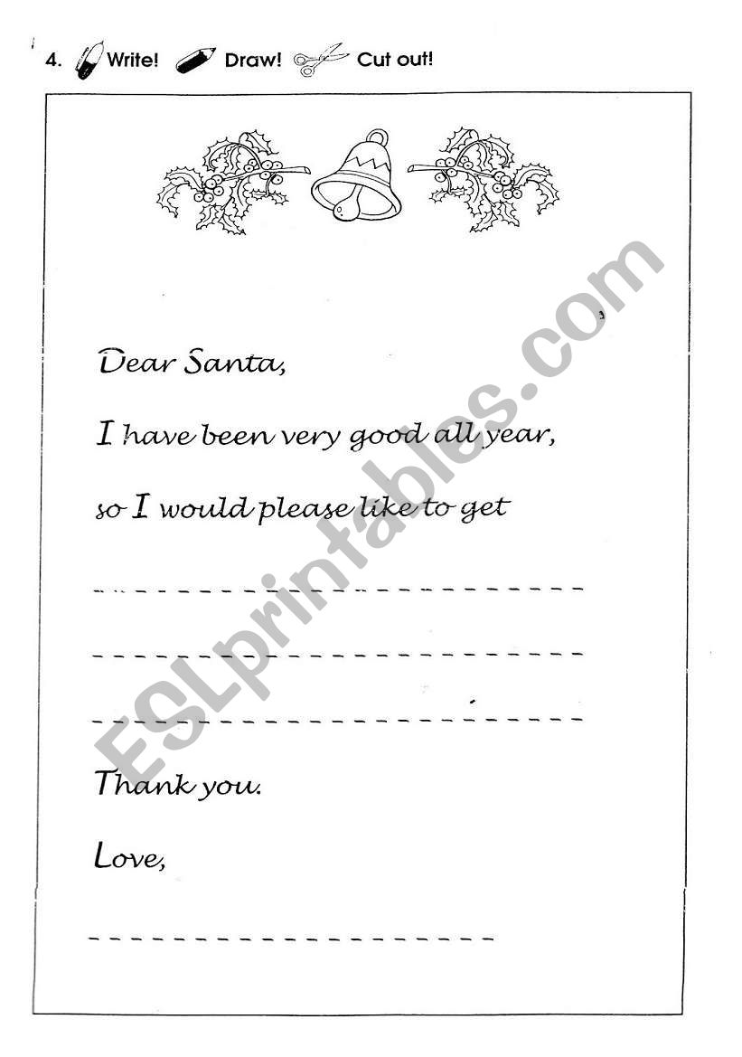 leter to Santa worksheet