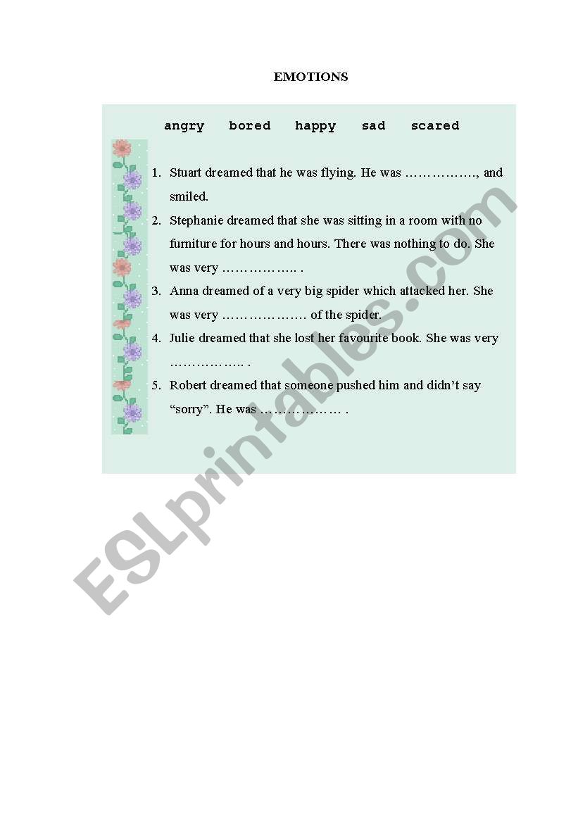 Emotions worksheet