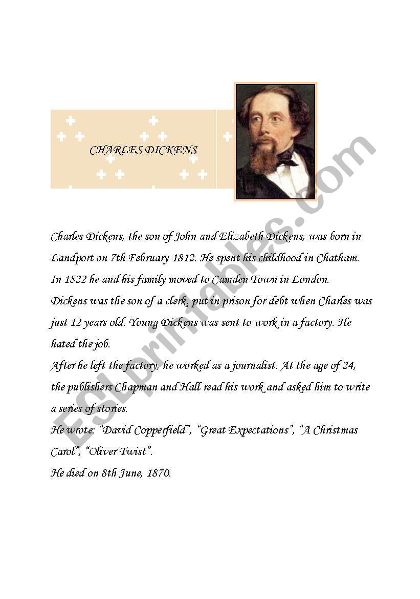 Dickens biography worksheet