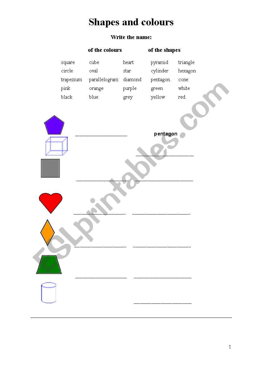 Shapes and Colours worksheet