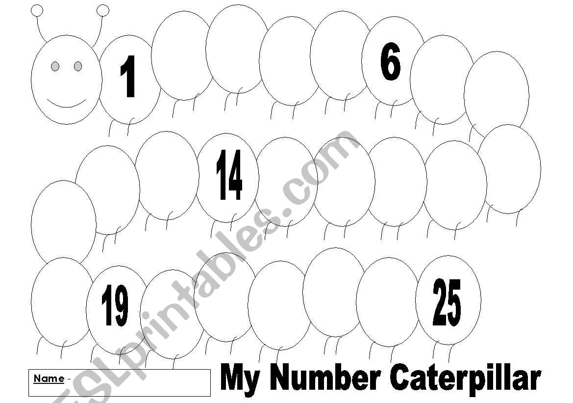 My Number Caterpillar worksheet