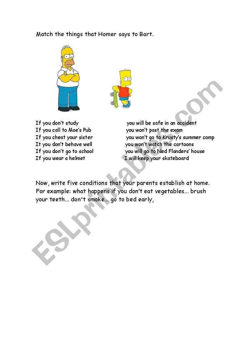 English worksheets: Homer´s conditions