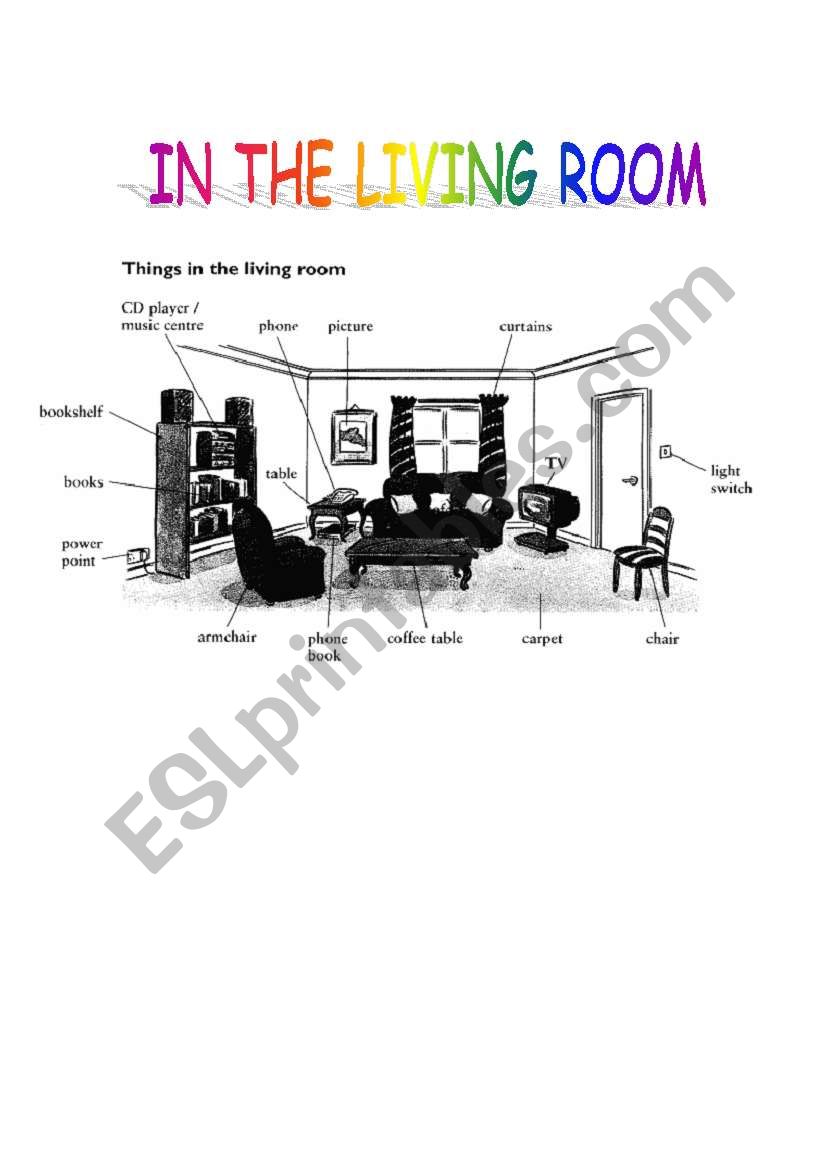 In the living room worksheet