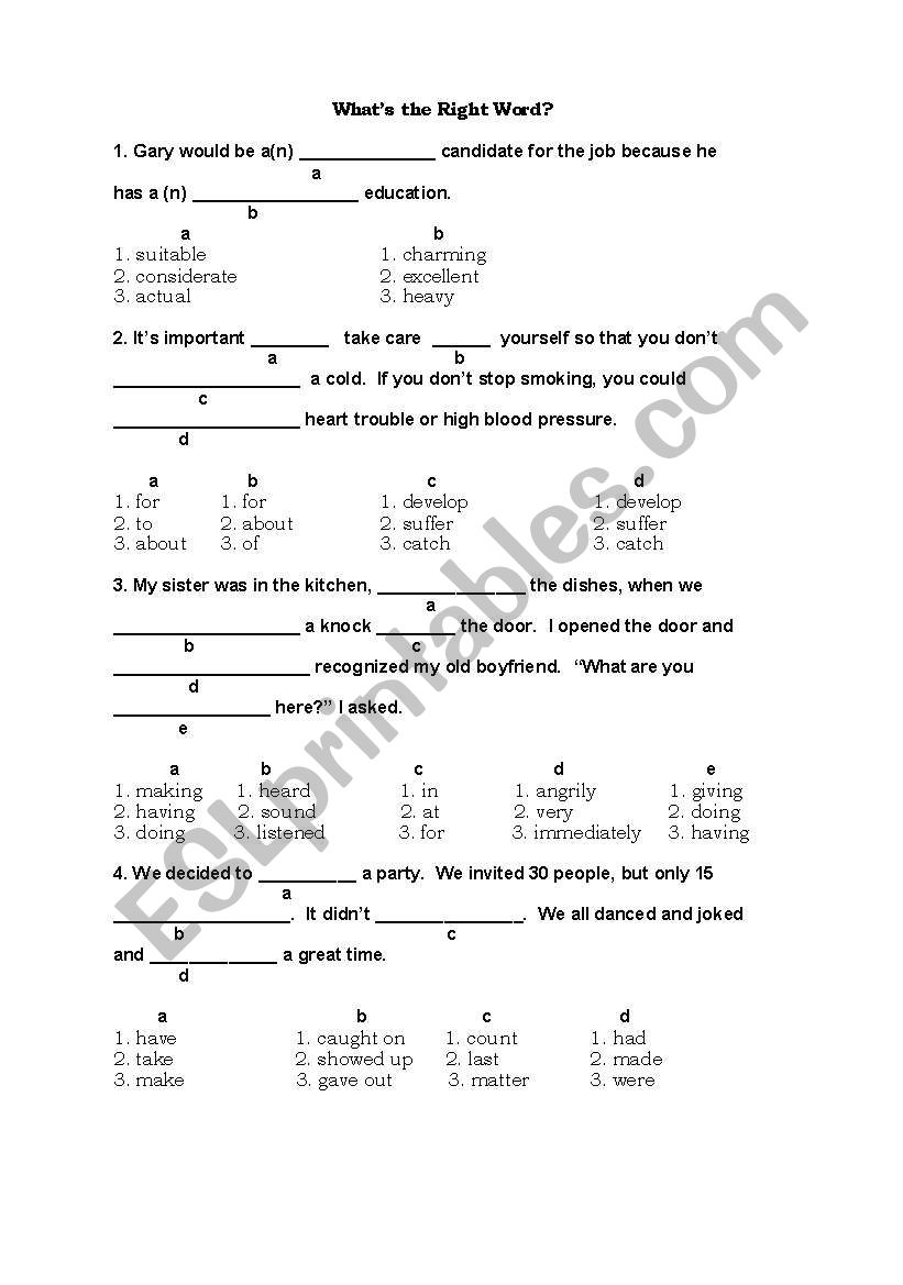 Whats the Right Word? worksheet