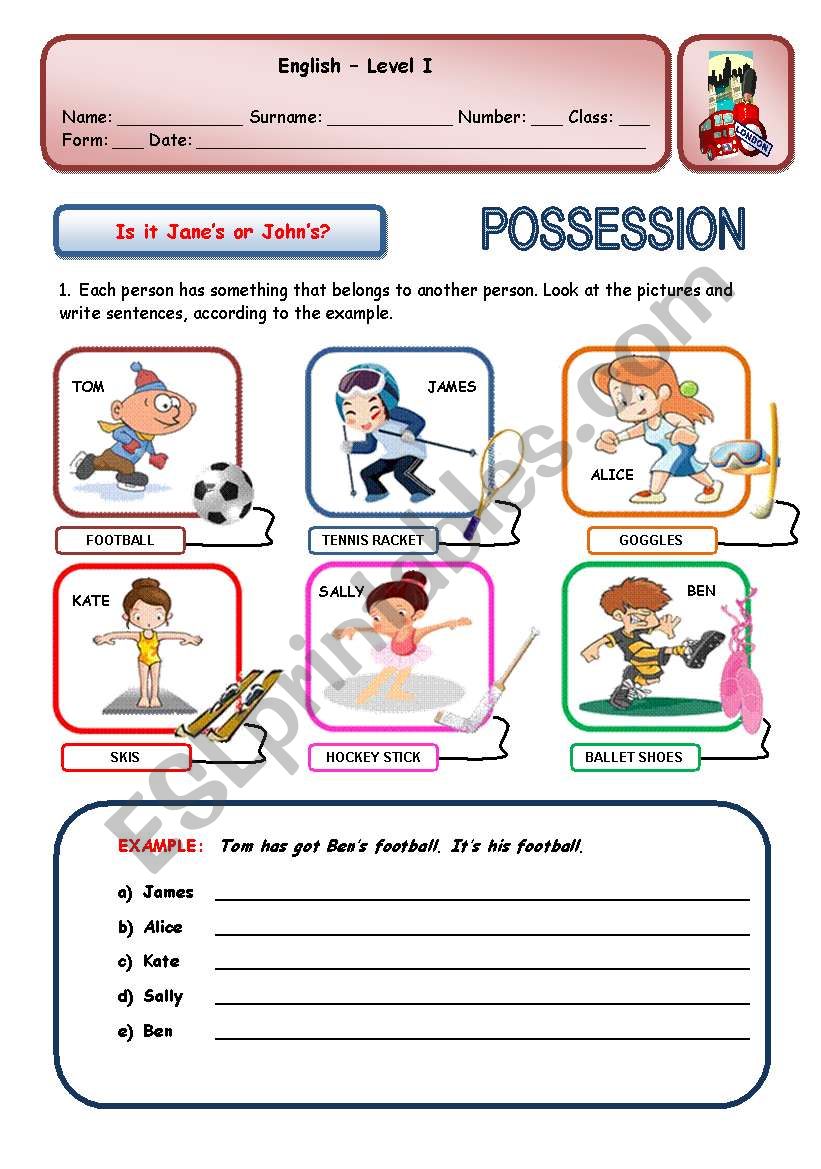 IS IT JANE´S OR JOHN´S? - ESL worksheet by xani