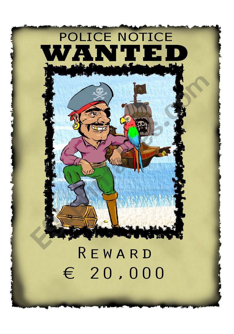 Wanted Pirate worksheet