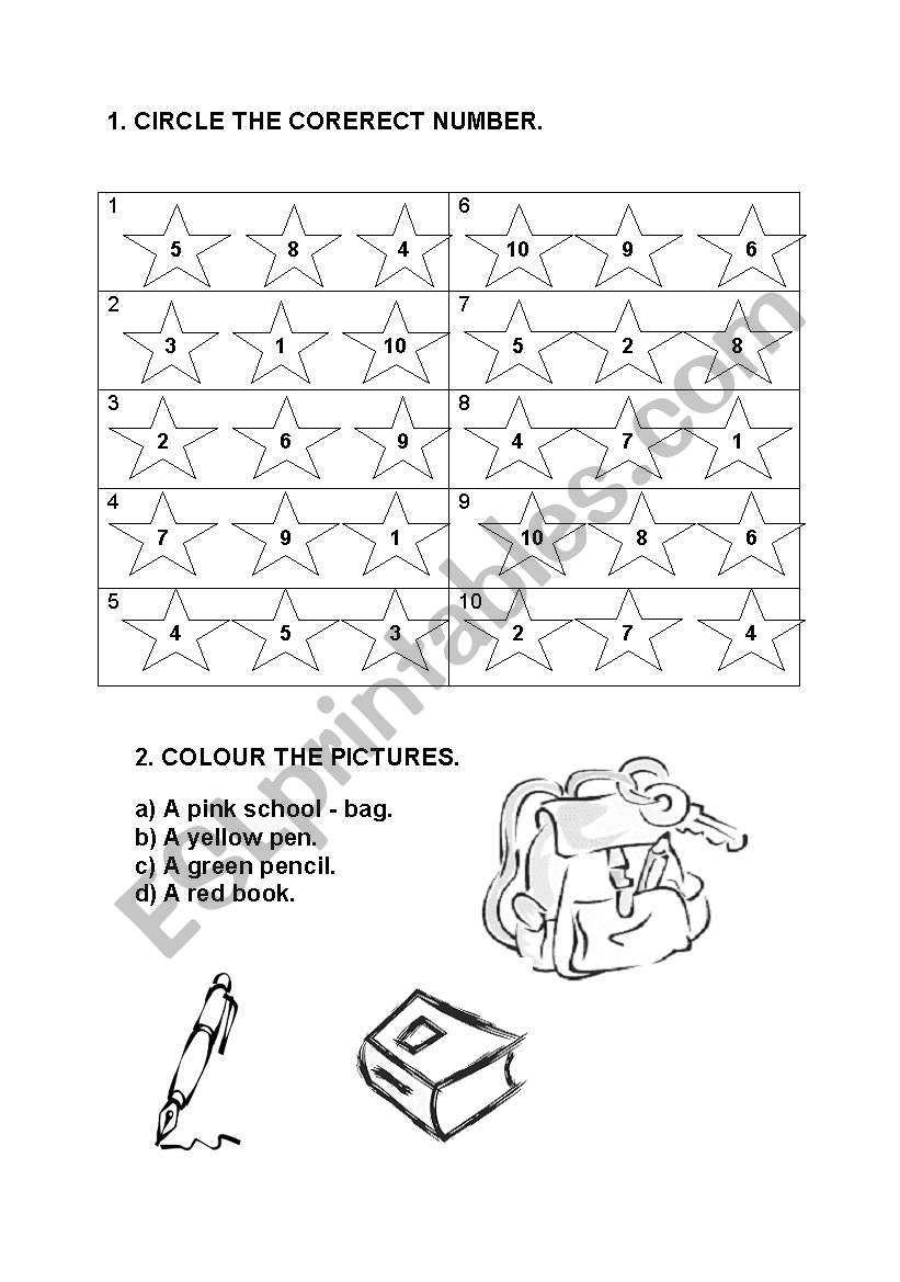 numbers, colours and school-things